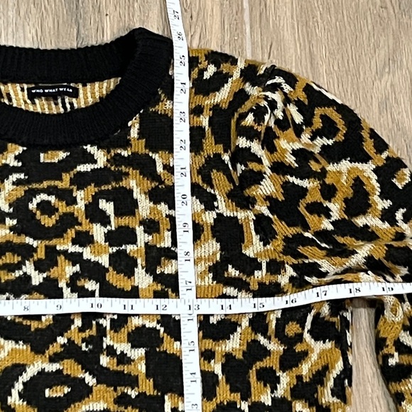 Cheetah Sweater Who What Wear Animal Print Leopard Top Shirt Pullover Fall - Picture 6 of 10